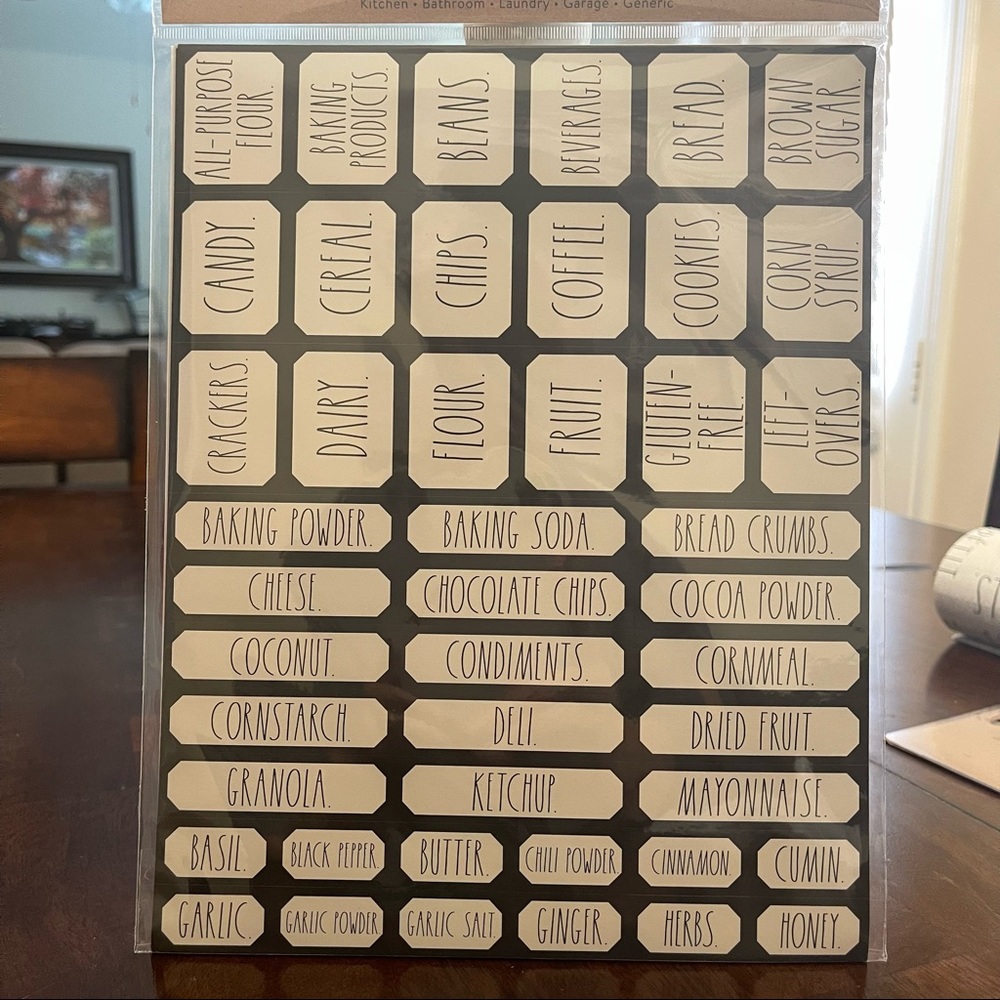 New Rae Dunn organizing labels